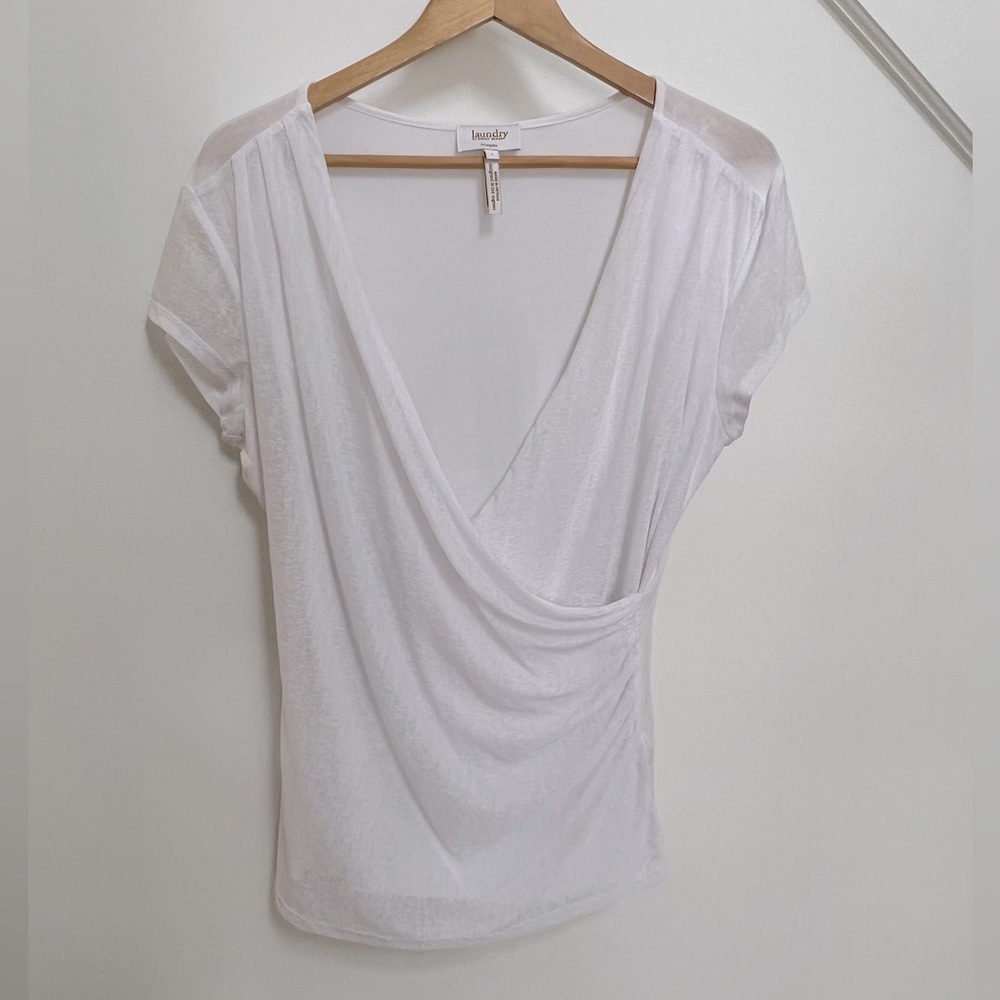 Laundry White Wrap T-Shirt Women’s Size Large